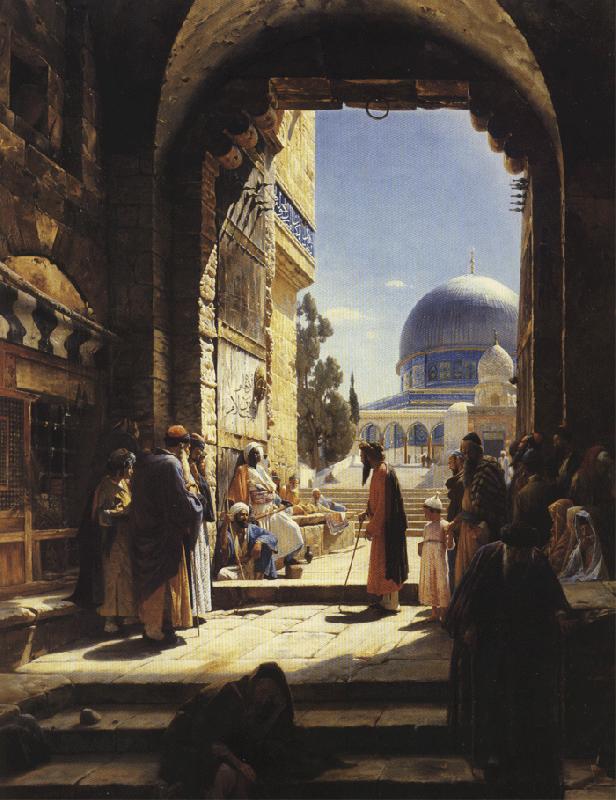 Gustav Bauernfeind At the Entrance to the Temple Mount, Jerusalem France oil painting art